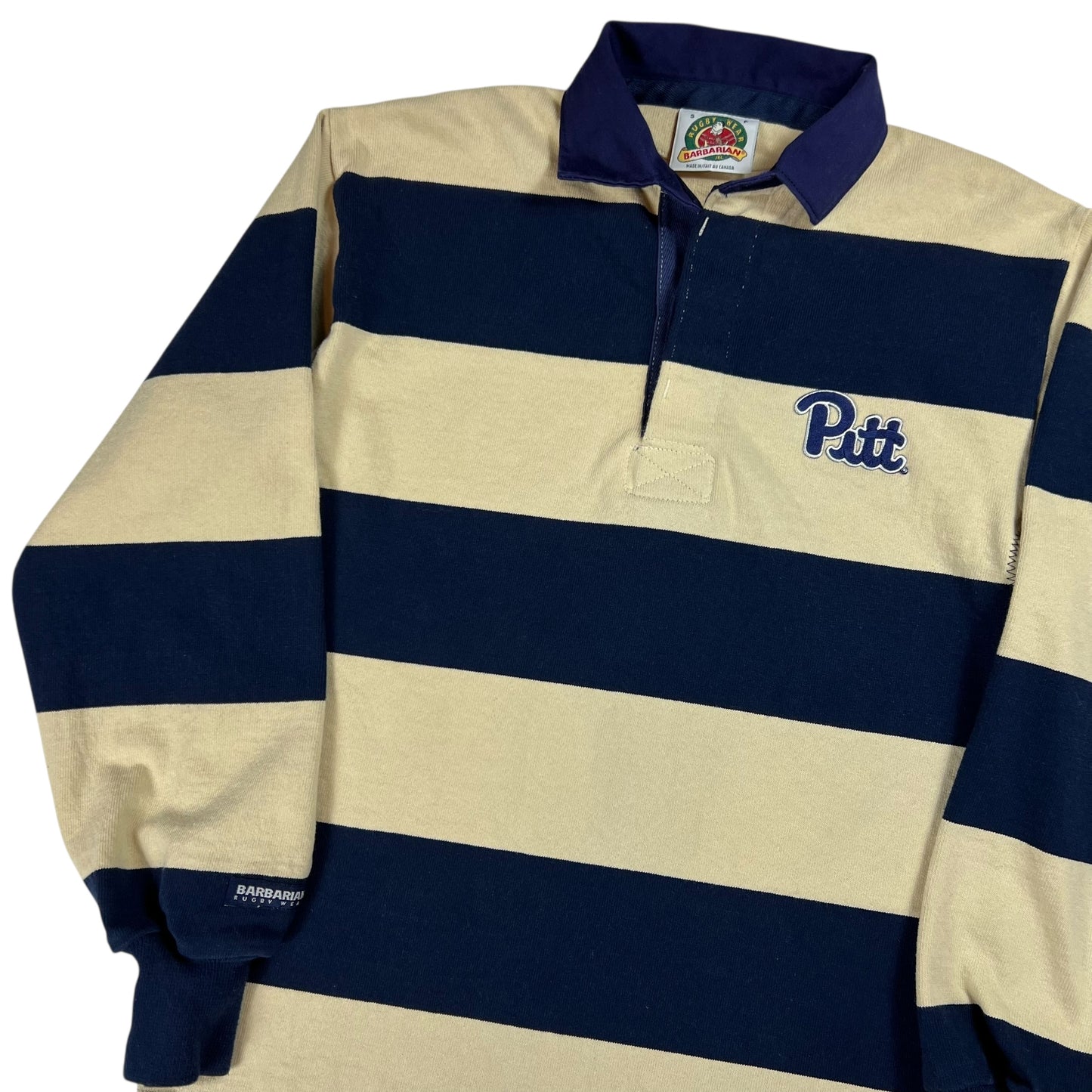 Vintage Y2K Pitt Panthers University of Pittsburgh striped polo rugby shirt (S)