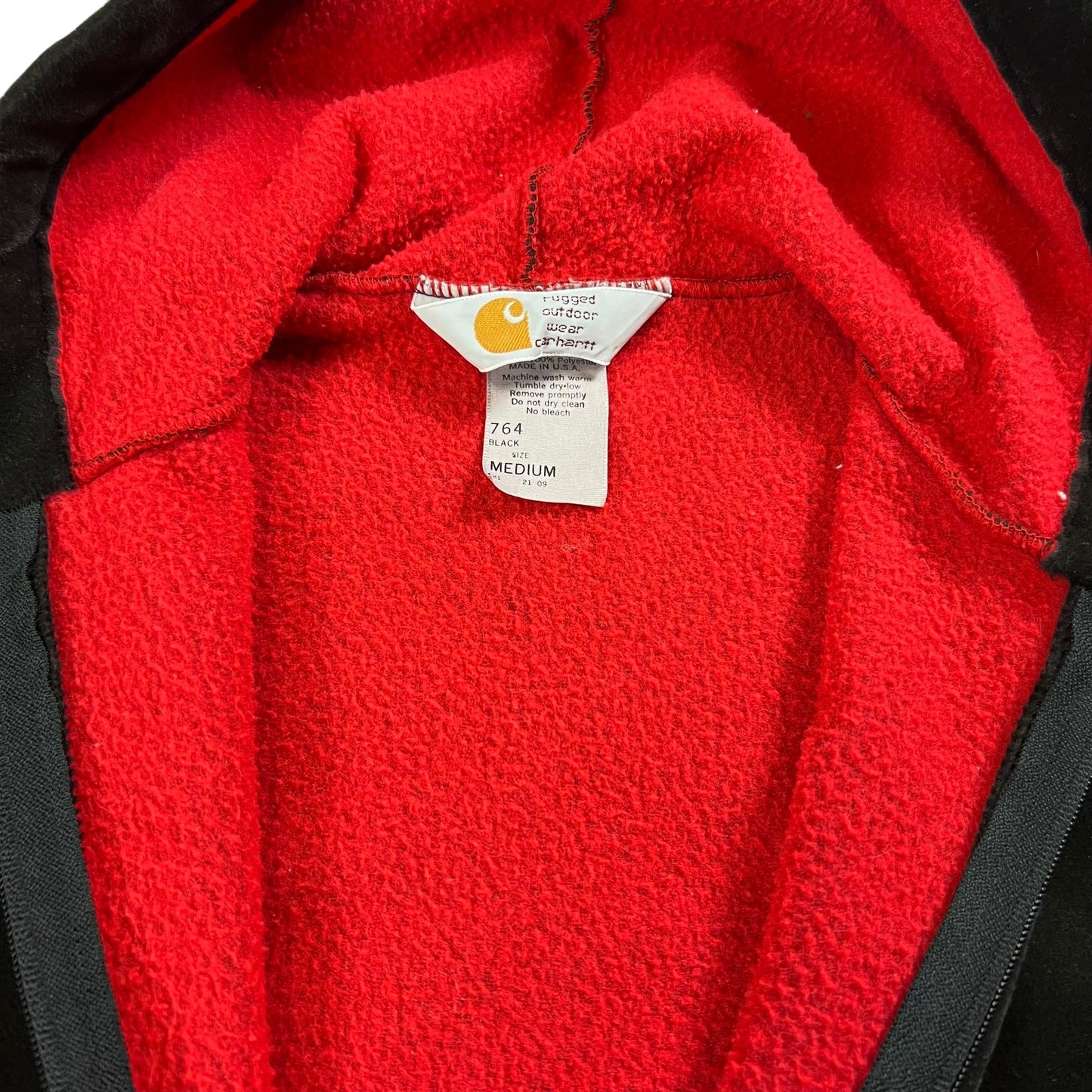 Vintage 80s Carhartt full zip black velvet velour zip up hoodie (M)