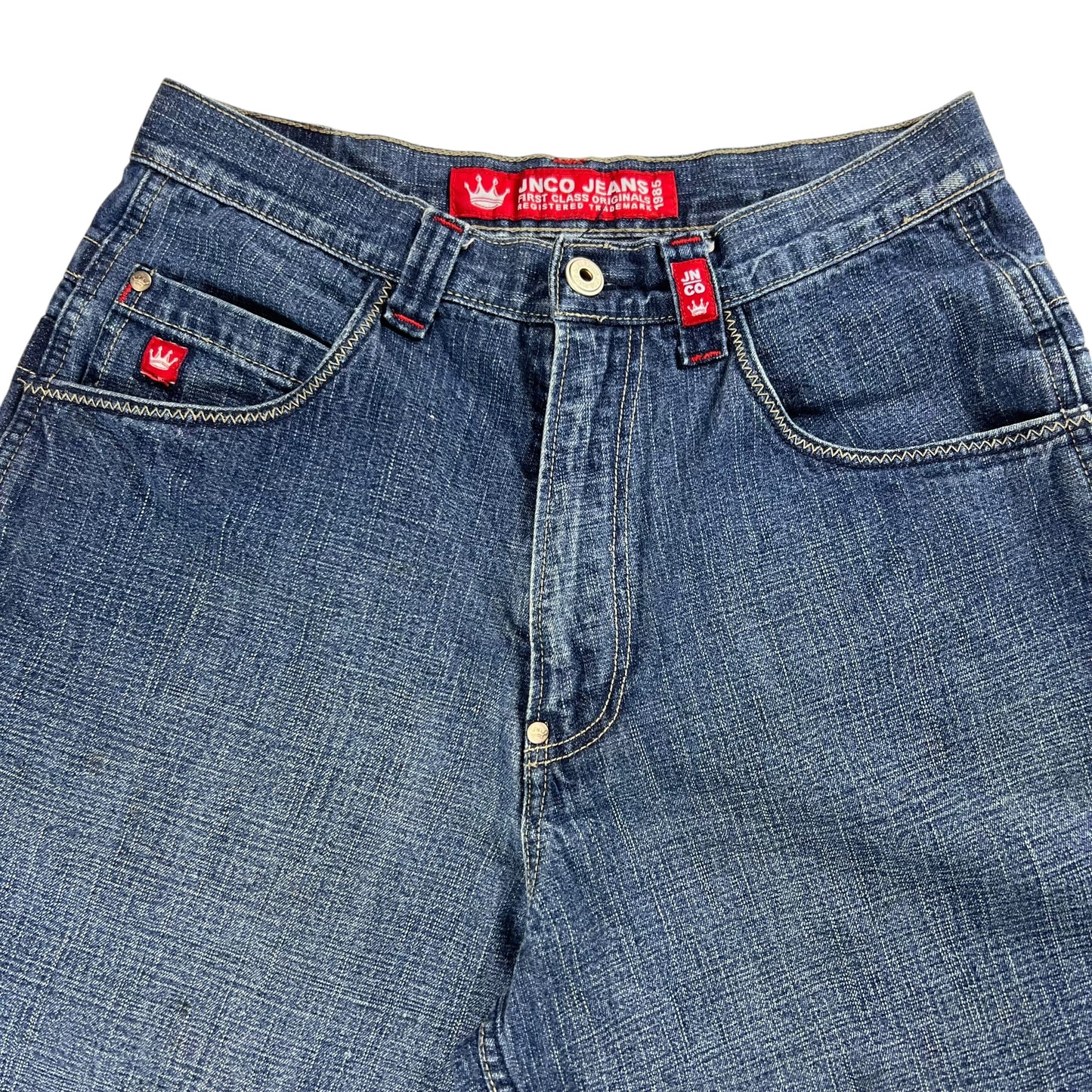 Vintage Y2K JNCO Jeans skull baggy denim shorts (29)