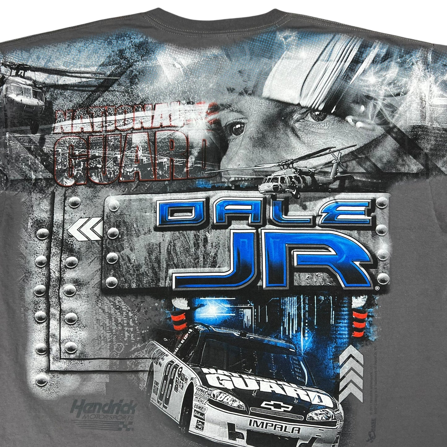 Y2K NASCAR Dale Earnhardt Jr. grey all over print racing tee (XXL)