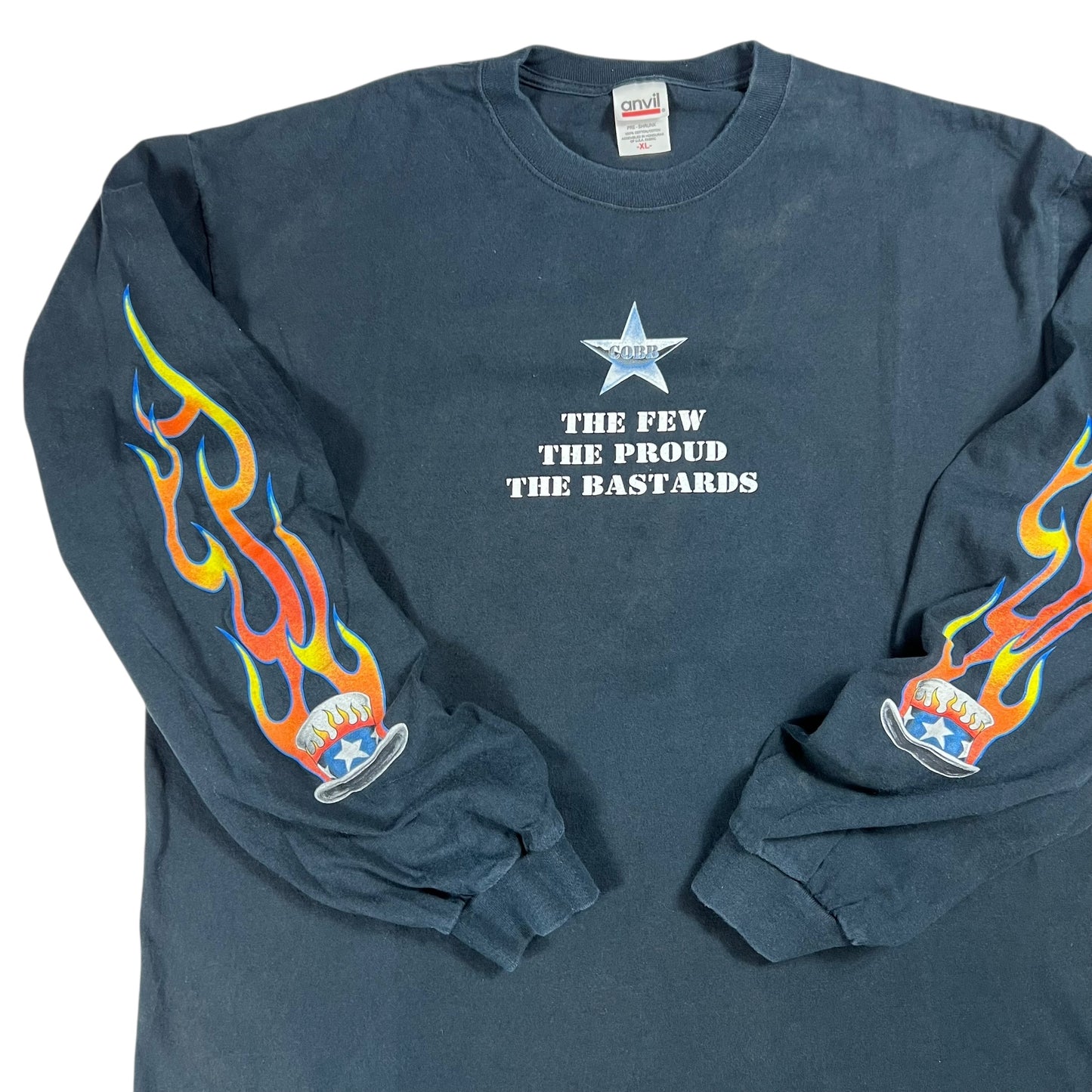 Vintage 90s Crippled Old Biker Bastards Uncle Sam long sleeve flame print shirt (XL)