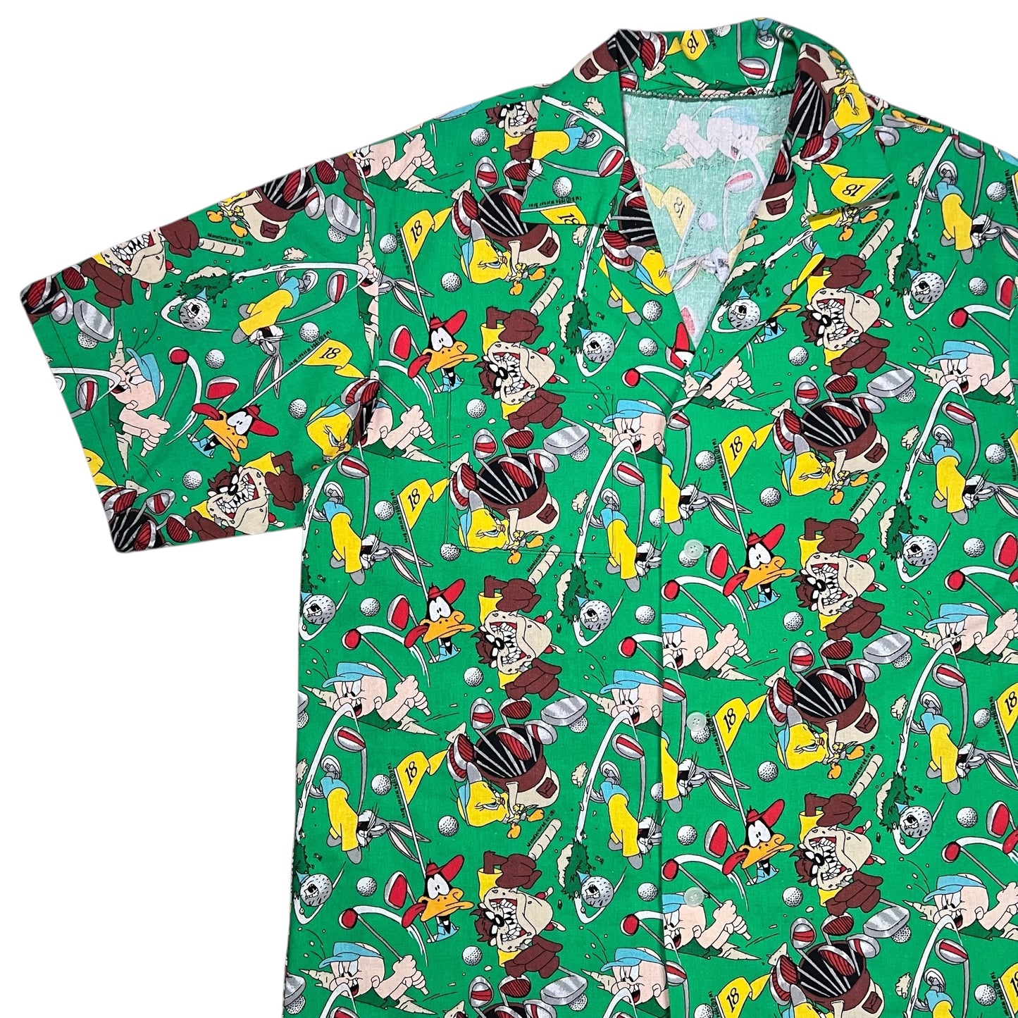 Vintage 1994 Looney Tunes Golf all over print Hawaiian shirt (L)