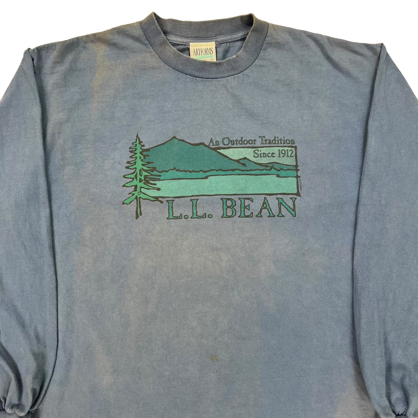 Vintage 90s L.L. Bean Artforms mountain faded long sleeve shirt (L)