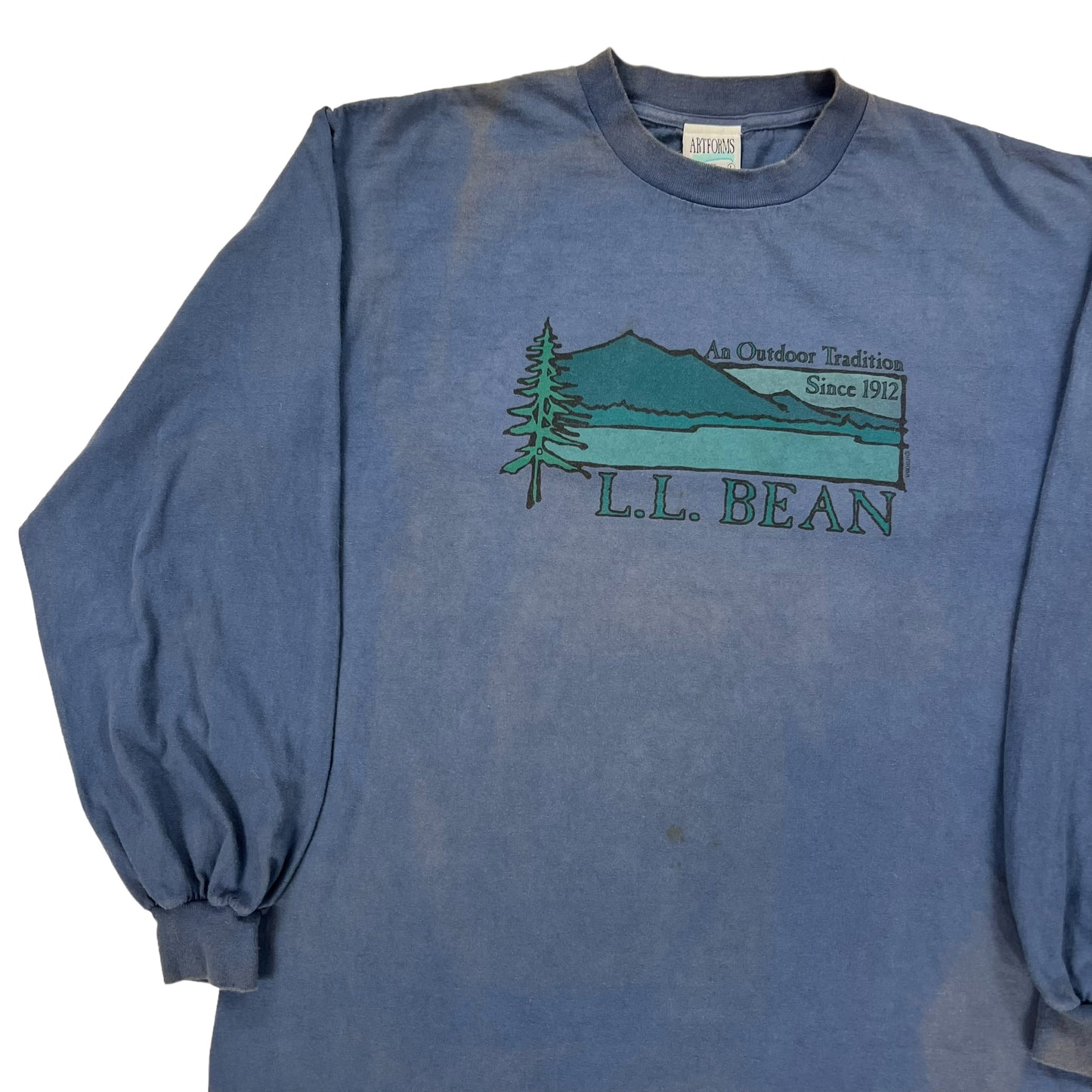 Vintage 90s L.L. Bean Artforms mountain faded long sleeve shirt (L)