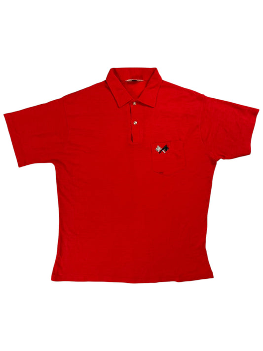 Vintage 1970s The International checkered flags polo shirt (L)