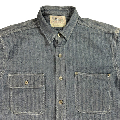 Vintage 90s Polo Ralph Lauren Authentic Dungarees striped denim button up shirt (M/L)