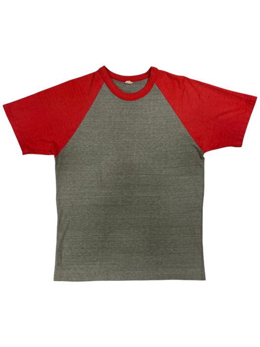 Vintage 1970s two tone red grey blank faded tee (M)