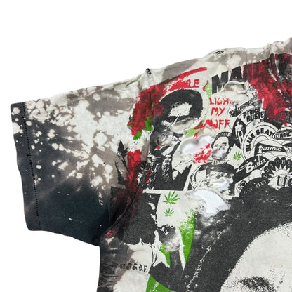 Vintage 80s Bob Marley Mosquitohead thrashed all over print tee (L)