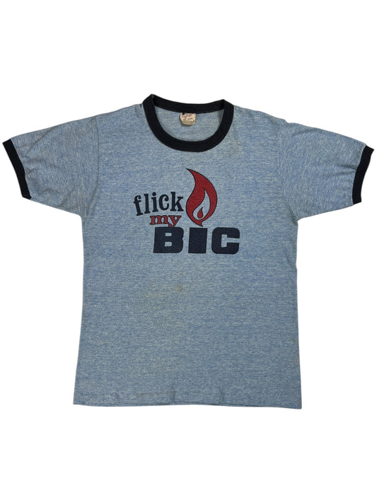 Vintage 1970s Flick My Bic lighter ringer tee (M)