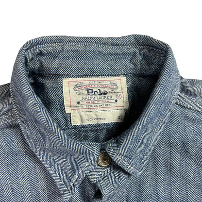 Vintage 90s Polo Ralph Lauren Authentic Dungarees striped denim button up shirt (M/L)