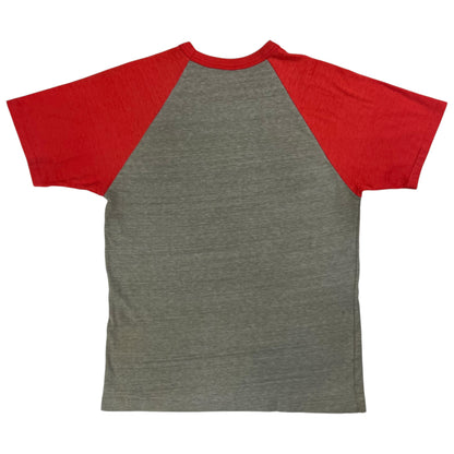 Vintage 1970s two tone red grey blank faded tee (M)