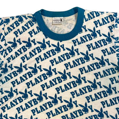 Vintage 1970s Playboy bunny all over print ringer tee (M)