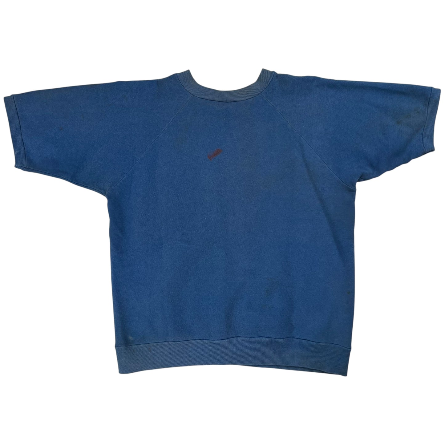Vintage 1970s blue blank thrashed short sleeve crewneck (M)