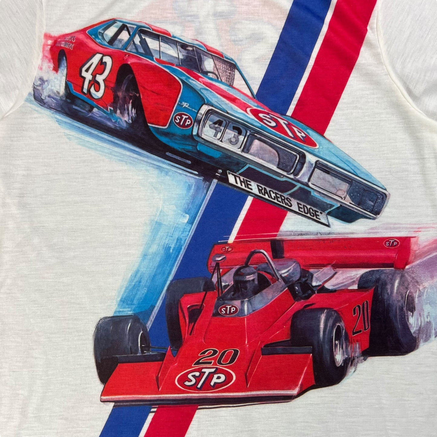 Vintage 1970s STP Racing Team all over print tee (L)