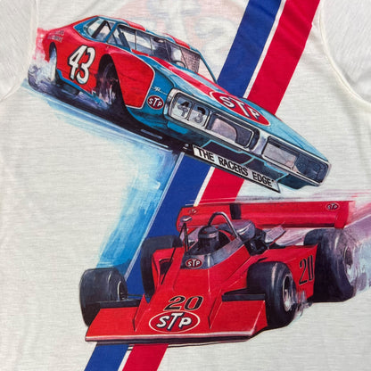 Vintage 1970s STP Racing Team all over print tee (L)
