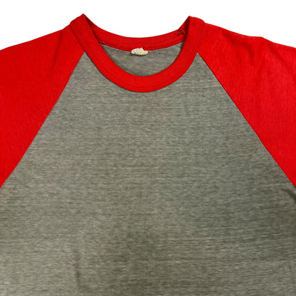 Vintage 1970s two tone red grey blank faded tee (M)