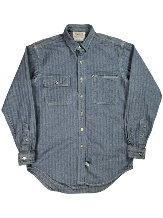 Vintage 90s Polo Ralph Lauren Authentic Dungarees striped denim button up shirt (M/L)