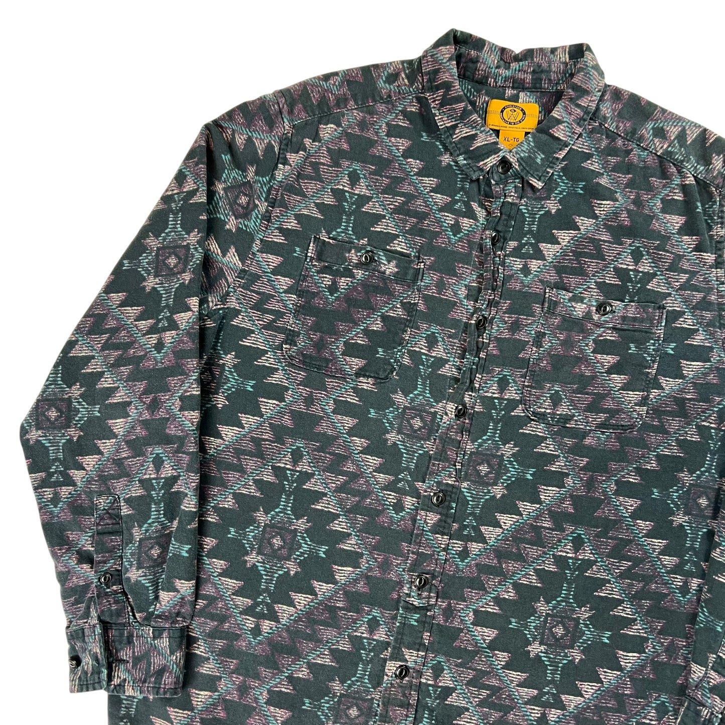 Vintage Y2K Aztec print button up shirt (L)