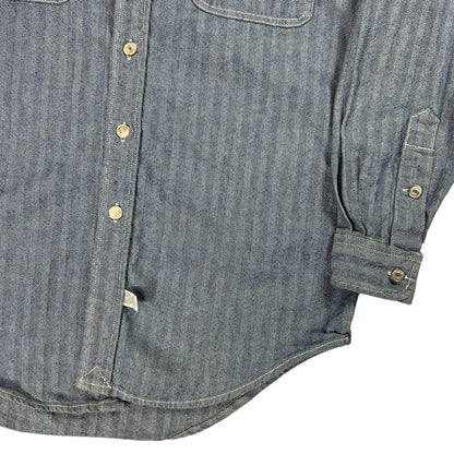 Vintage 90s Polo Ralph Lauren Authentic Dungarees striped denim button up shirt (M/L)