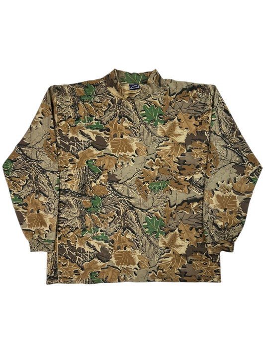 Vintage 90s duofold advantage camo long sleeve mock neck shirt (XL)