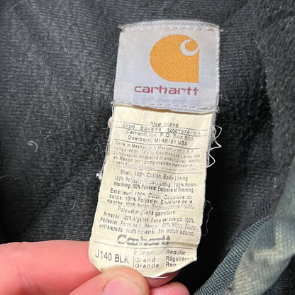 Vintage Y2K Carhartt J140 BLK faded hoodie jacket (L)