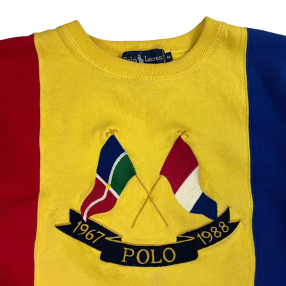 Vintage 90s Polo Ralph Lauren cross flags color block crewneck (L)