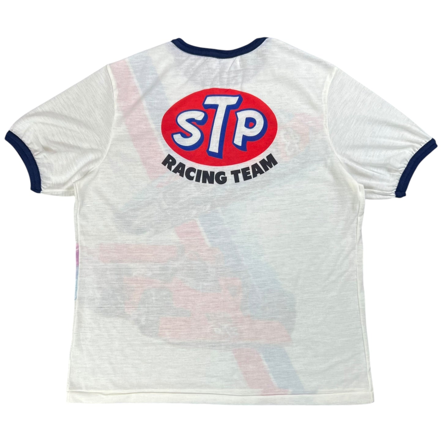 Vintage 1970s STP Racing Team all over print tee (L)