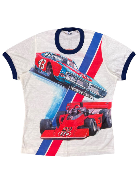 Vintage 1970s STP Racing Team all over print tee (M)