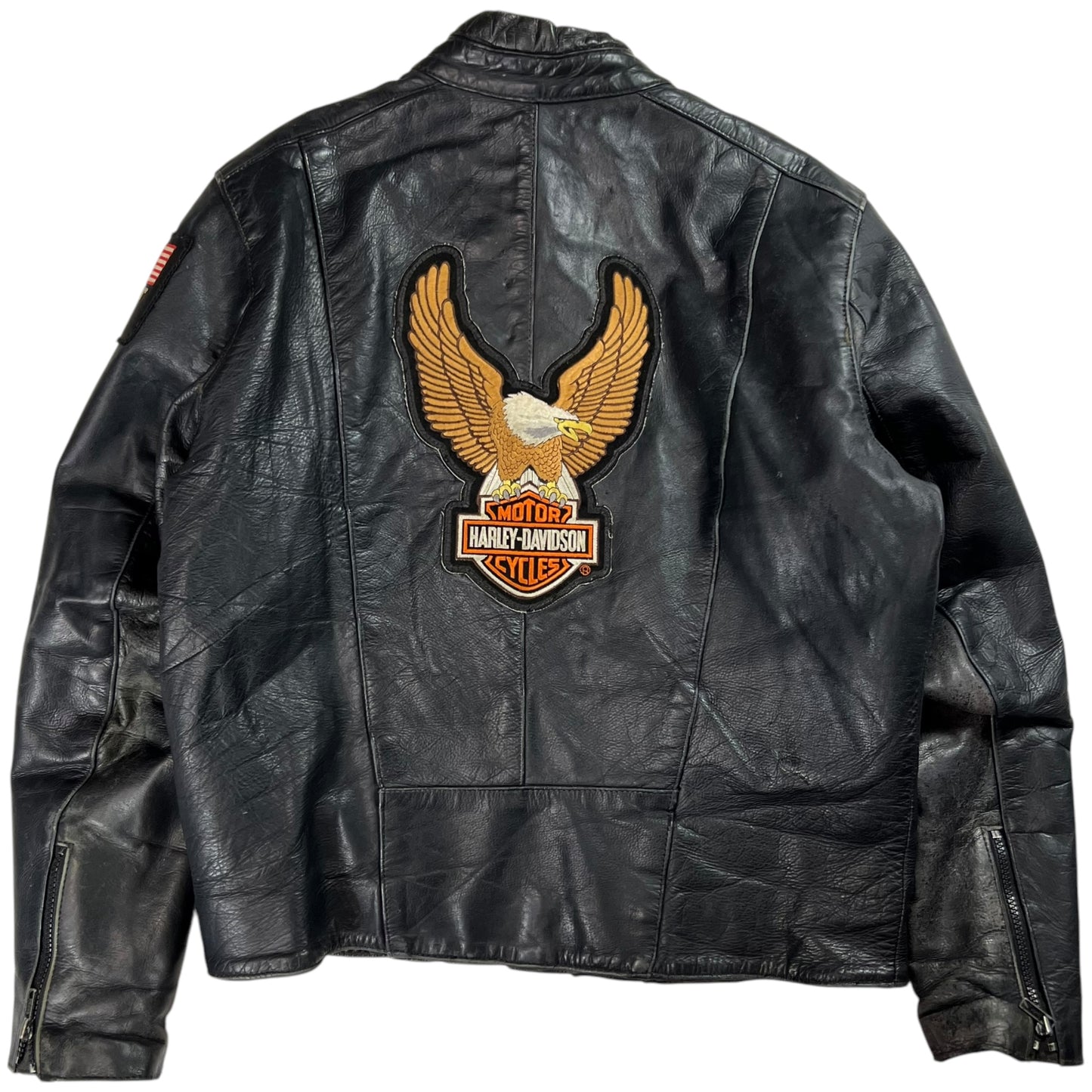 Vintage 90s Harley Davidson “TRY BURNIN’ THIS ONE… ASSHOLE!” leather biker jacket (L)