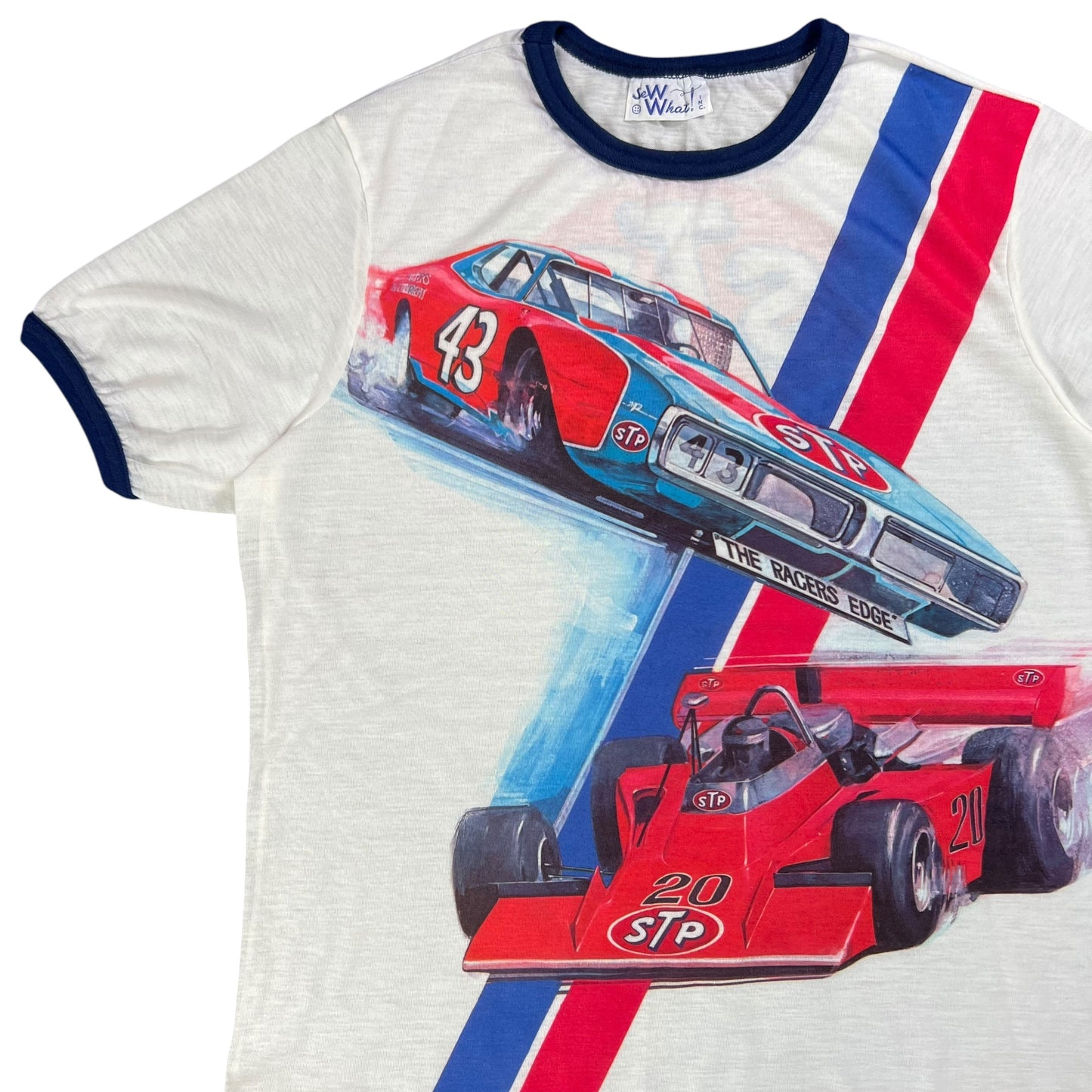 Vintage 1970s STP Racing Team all over print tee (L)