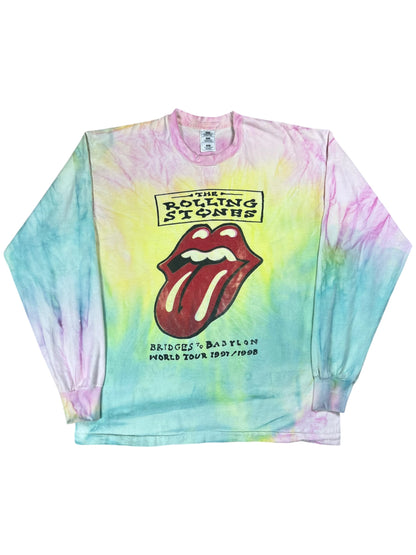Vintage 1998 The Rolling Stones Bridges to Babylon tour long sleeve tie dye band tee (XL)