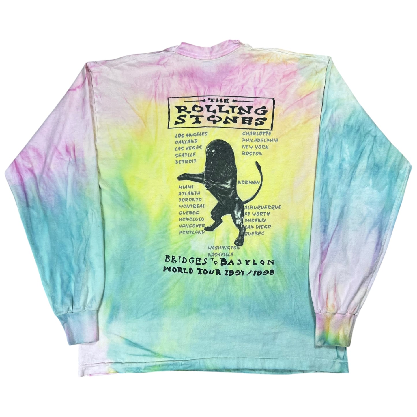 Vintage 1998 The Rolling Stones Bridges to Babylon tour long sleeve tie dye band tee (XL)
