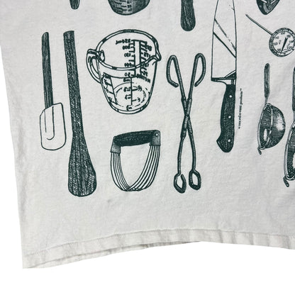 Vintage 90s Chef cooking utensils all over print tee (L)