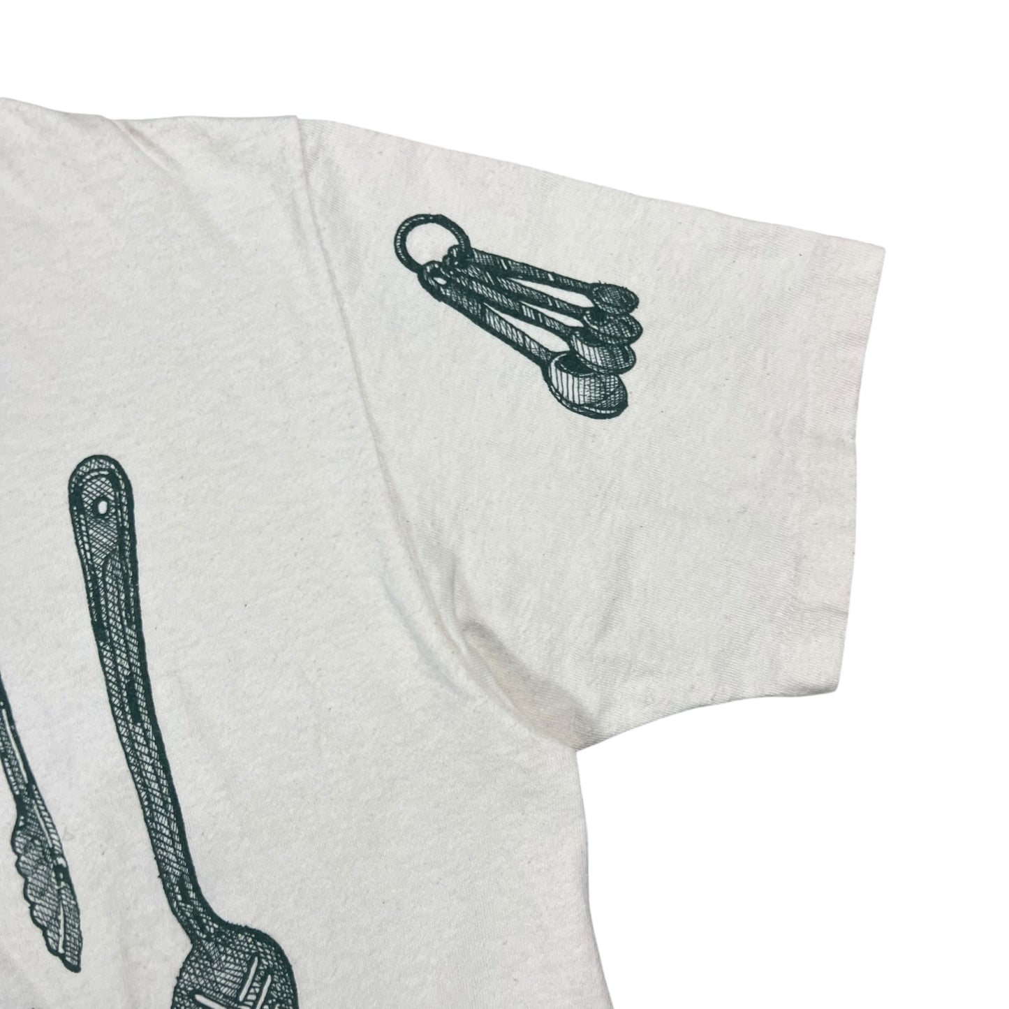 Vintage 90s Chef cooking utensils all over print tee (L)