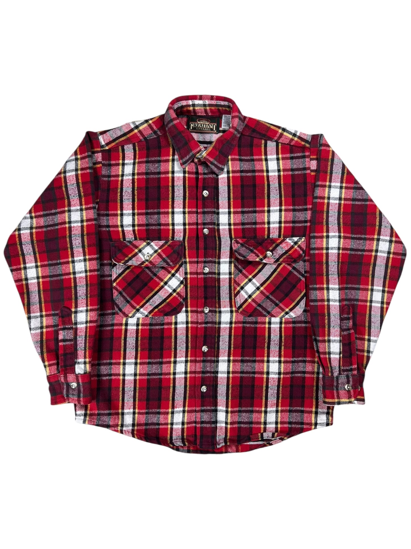 Vintage 90s Greatland Apparel 100% cotton red flannel button up shirt (M)