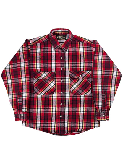 Vintage 90s Greatland Apparel 100% cotton red flannel button up shirt (M)