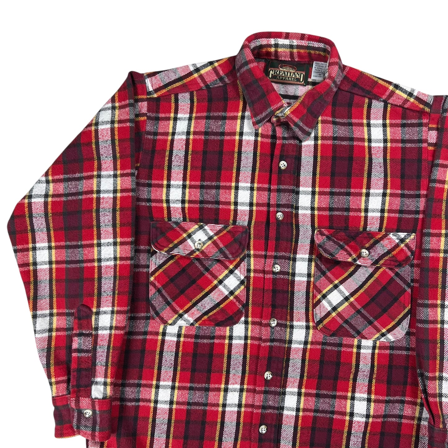 Vintage 90s Greatland Apparel 100% cotton red flannel button up shirt (M)