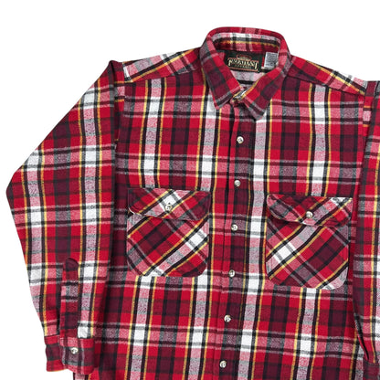 Vintage 90s Greatland Apparel 100% cotton red flannel button up shirt (M)