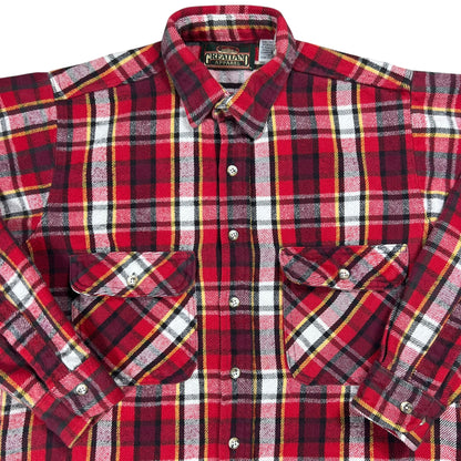 Vintage 90s Greatland Apparel 100% cotton red flannel button up shirt (M)