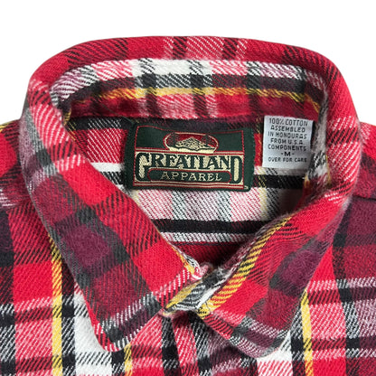 Vintage 90s Greatland Apparel 100% cotton red flannel button up shirt (M)