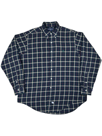 Vintage 90s Polo Ralph Lauren cotton checkered button down shirt (XL)