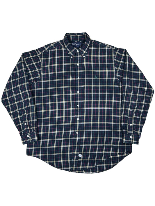 Vintage 90s Polo Ralph Lauren cotton checkered button down shirt (XL)