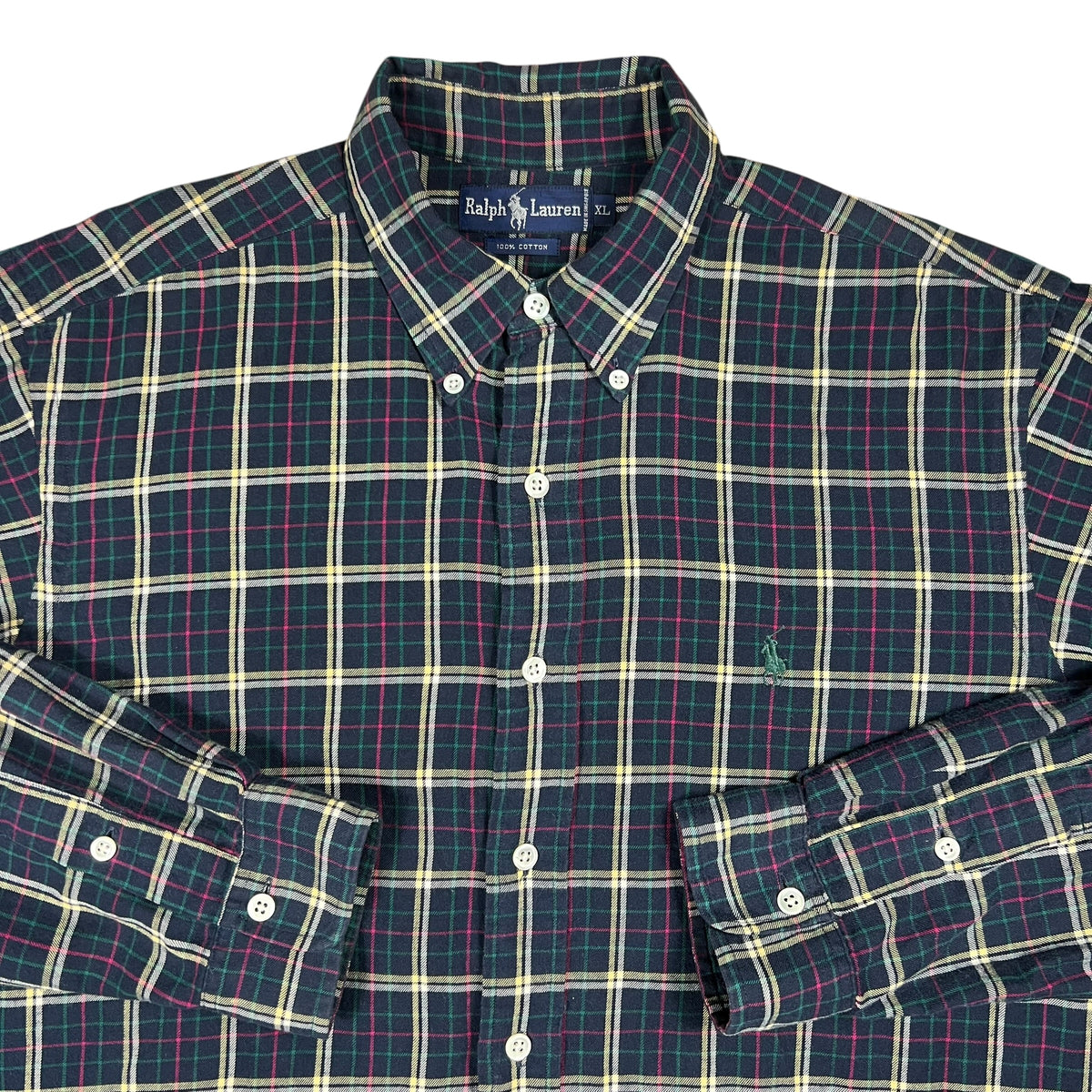 Vintage 90s Polo Ralph Lauren cotton checkered button down shirt (XL)