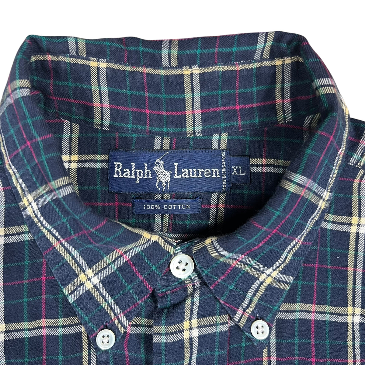 Vintage 90s Polo Ralph Lauren cotton checkered button down shirt (XL)