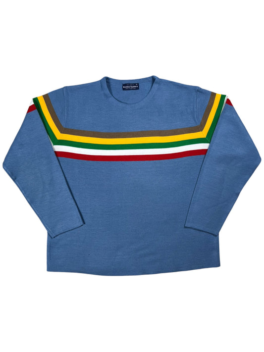 Vintage 80s Boston Traders rainbow striped acrylic stripey sweater (M/L)
