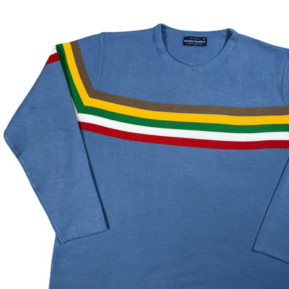 Vintage 80s Boston Traders rainbow striped acrylic stripey sweater (M/L)