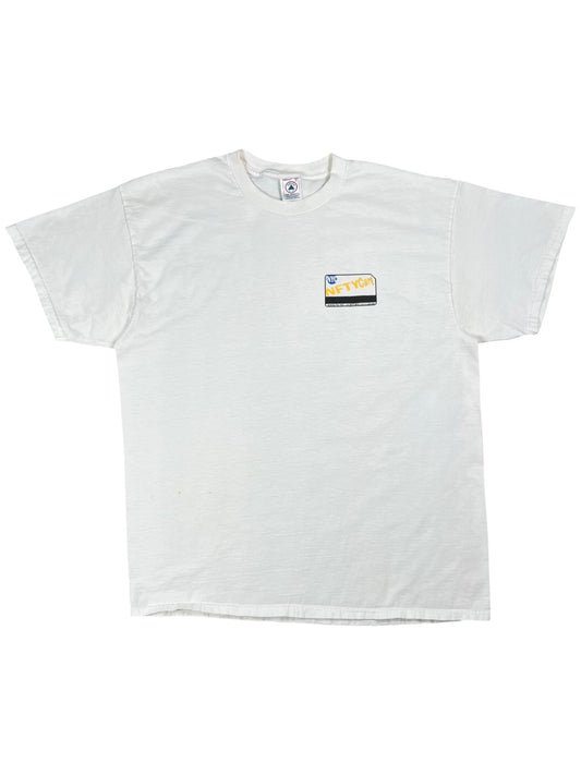 Vintage 90s NYC subway MTA card NFTY card parody tee (XL)