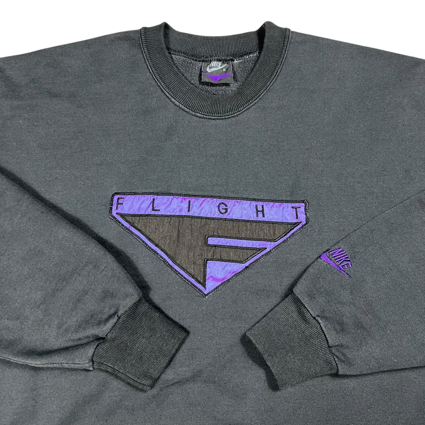 Vintage 90s Nike Flight logo faded black crewneck (M)