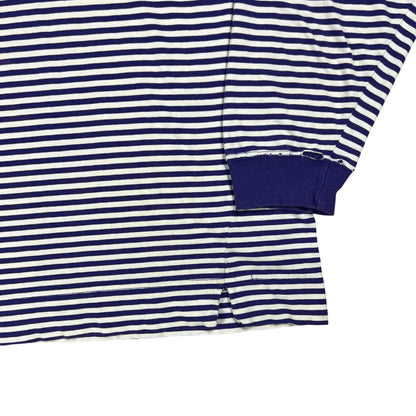 Vintage 90s Tommy Hilfiger faded purple striped stripey long sleeve pocket tee (L)