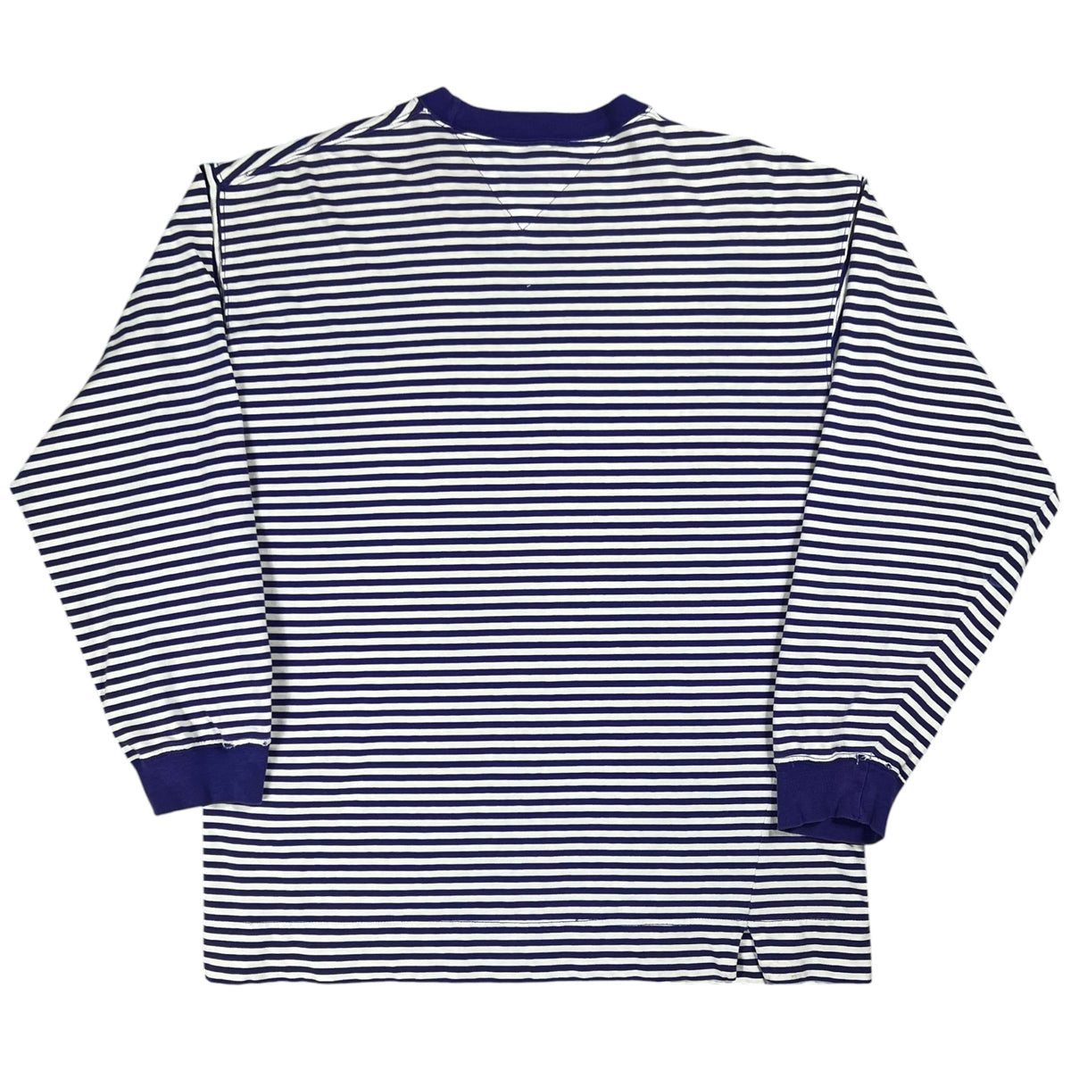 Vintage 90s Tommy Hilfiger faded purple striped stripey long sleeve pocket tee (L)